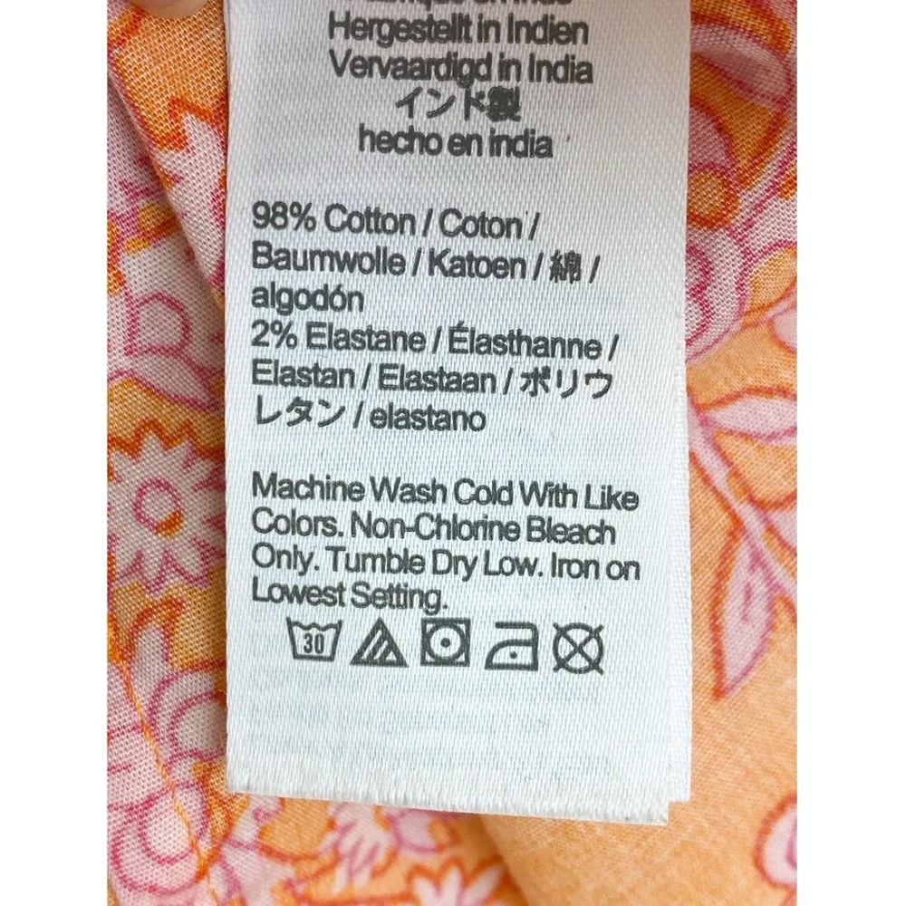 J Crew Ruffle Smocked Waist Mini Skirt‎ Sleeveless Button Up Blouse Set S Orange - Picture 8 of 16